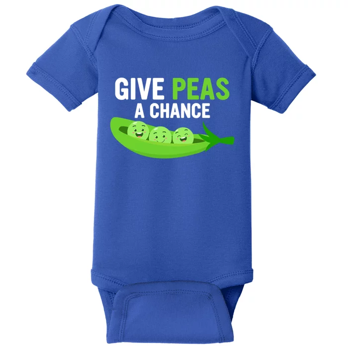 Give Peas A Chance Funny Veganism Veggie Funny Gift Baby Bodysuit