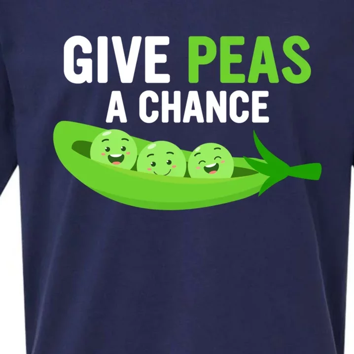 Give Peas A Chance Funny Veganism Veggie Funny Gift Sueded Cloud Jersey T-Shirt