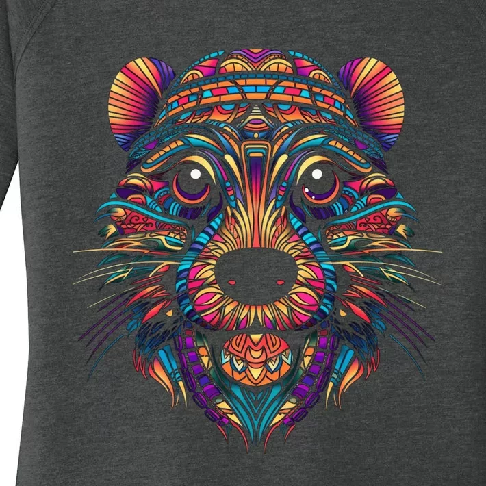 Graffiti Pop Art Of Beaver Animal Graphic Tees For Women's Perfect Tri Tunic Long Sleeve Shirt