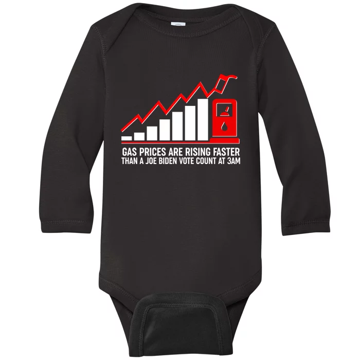 Gas Prices Are Rising Faster Than A Joe Biden Vote Count At 3am Baby Long Sleeve Bodysuit