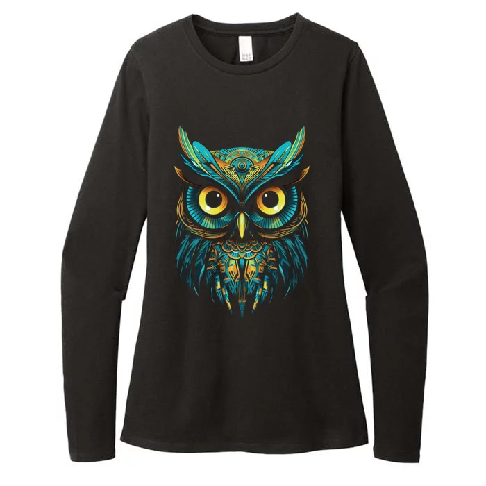 Graffiti Pop Art Of Owl Animal Graphic Tees For Womens CVC Long Sleeve Shirt