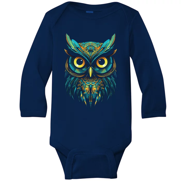 Graffiti Pop Art Of Owl Animal Graphic Tees For Baby Long Sleeve Bodysuit