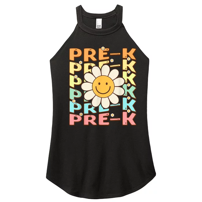 Groovy Prek Back To School Funny First Day Of Prek Women’s Perfect Tri Rocker Tank