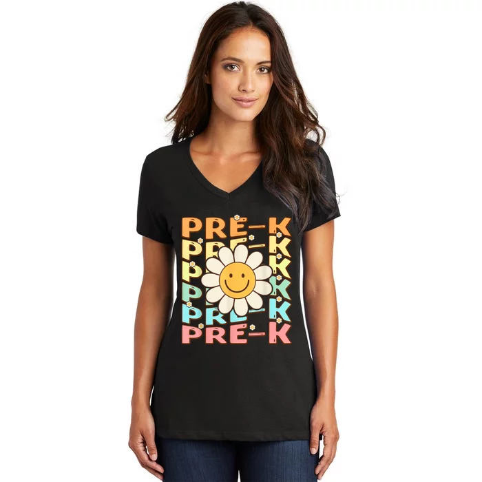 Groovy Prek Back To School Funny First Day Of Prek Women's V-Neck T-Shirt