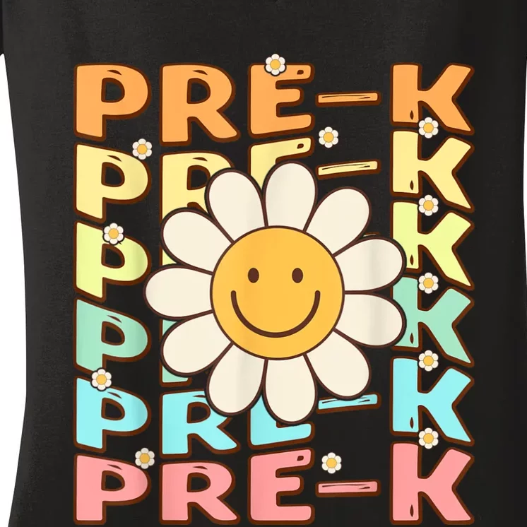 Groovy Prek Back To School Funny First Day Of Prek Women's V-Neck T-Shirt