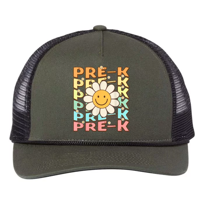 Groovy Prek Back To School Funny First Day Of Prek Retro Rope Trucker Hat Cap