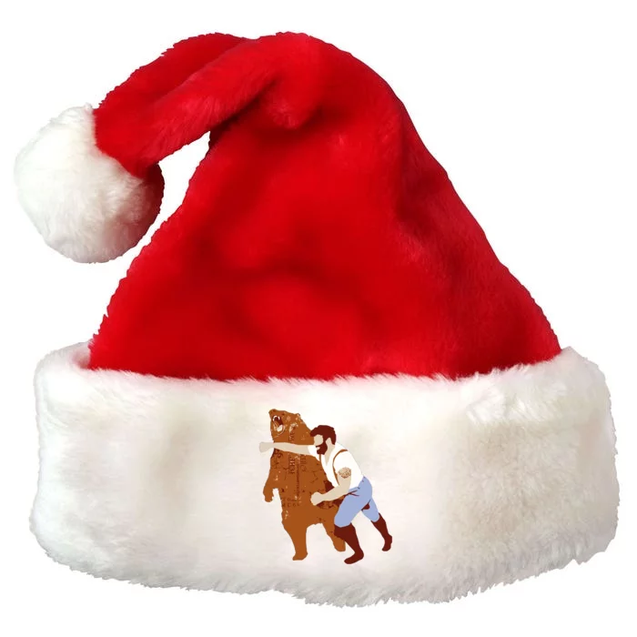 Guy Punching Bear Premium Christmas Santa Hat