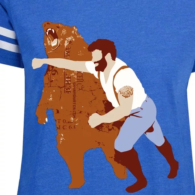 Guy Punching Bear Enza Ladies Jersey Football T-Shirt