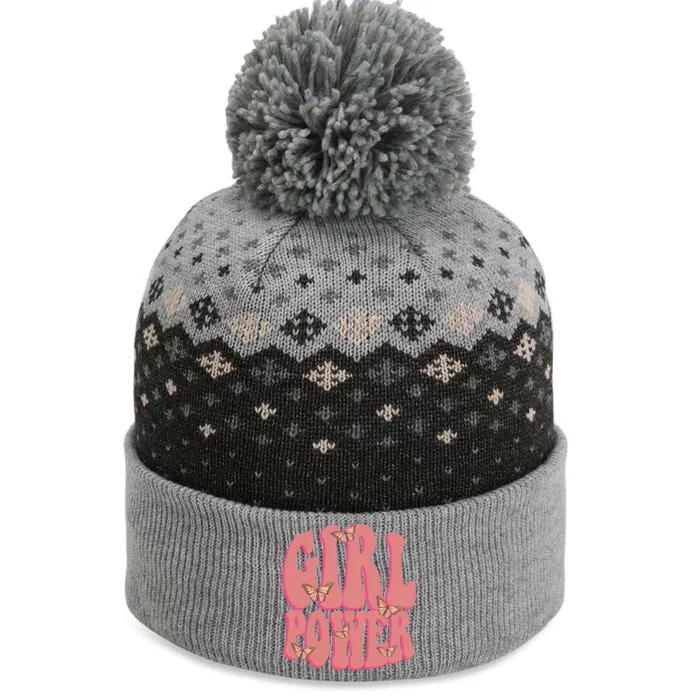 Girl Power Butterfly Retro The Baniff Cuffed Pom Beanie