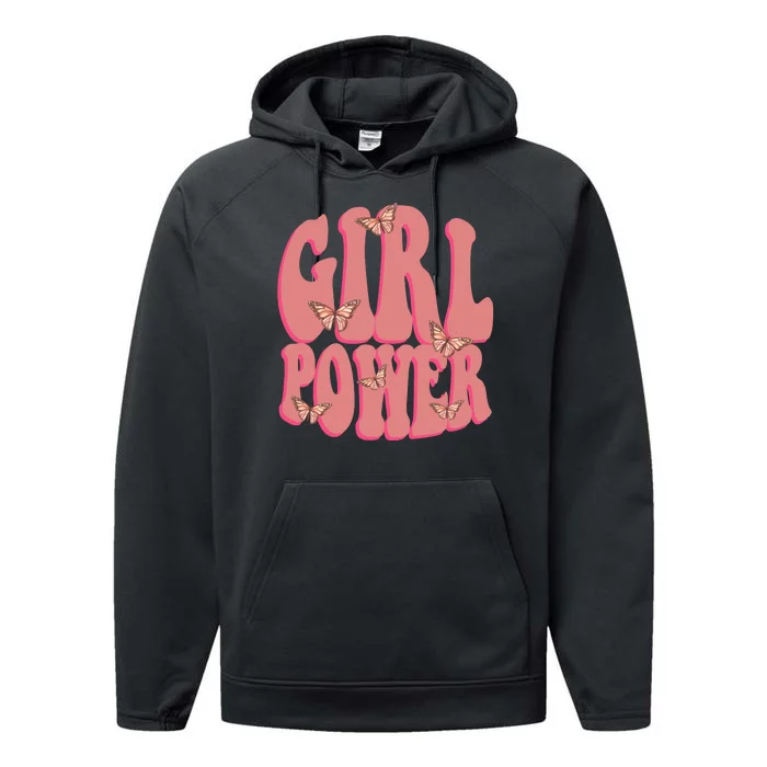 Girl Power Butterfly Retro Performance Fleece Hoodie