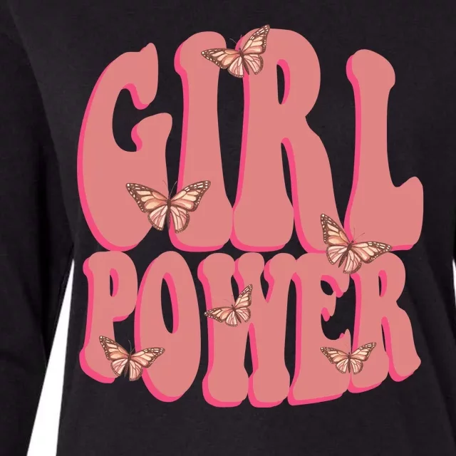 Girl Power Butterfly Retro Womens Cotton Relaxed Long Sleeve T-Shirt