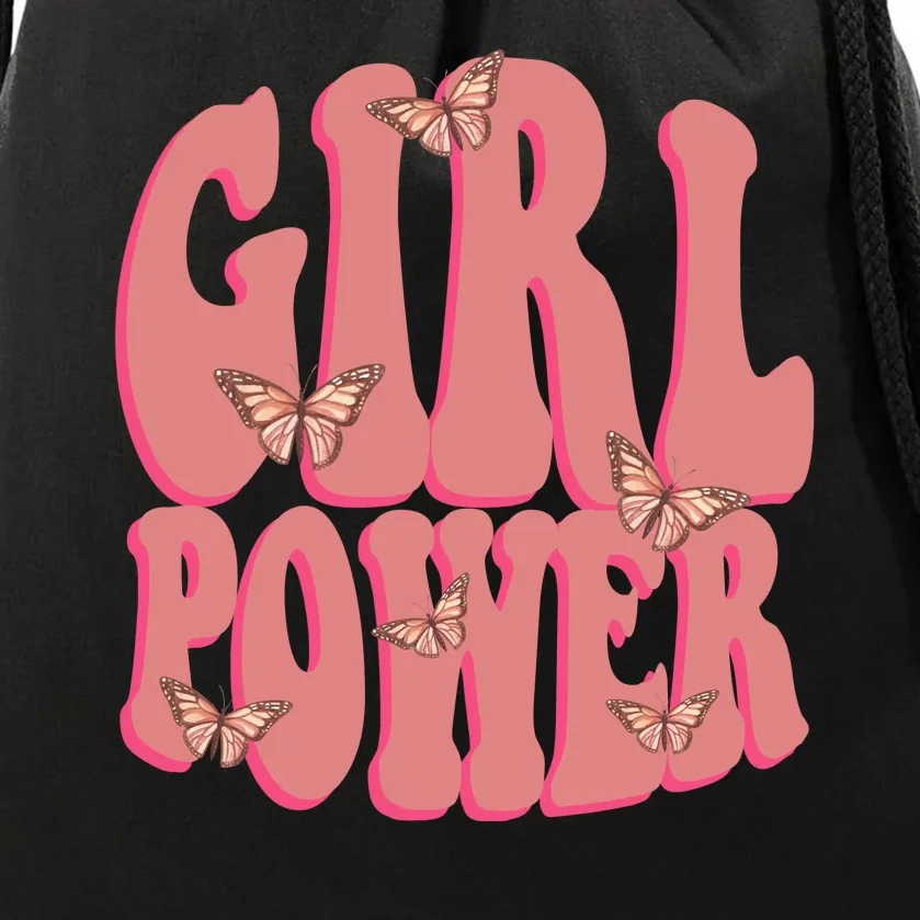 Girl Power Butterfly Retro Drawstring Bag