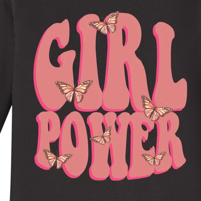 Girl Power Butterfly Retro Baby Long Sleeve Bodysuit