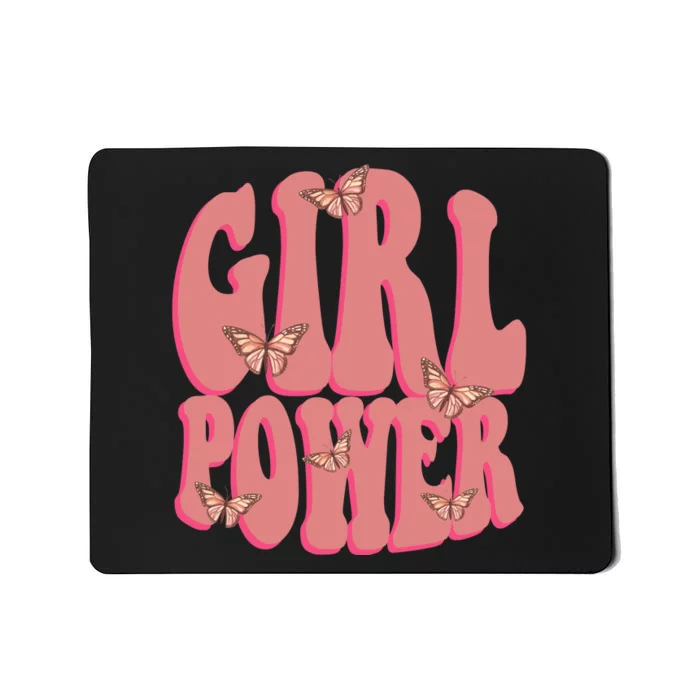 Girl Power Butterfly Retro Mousepad