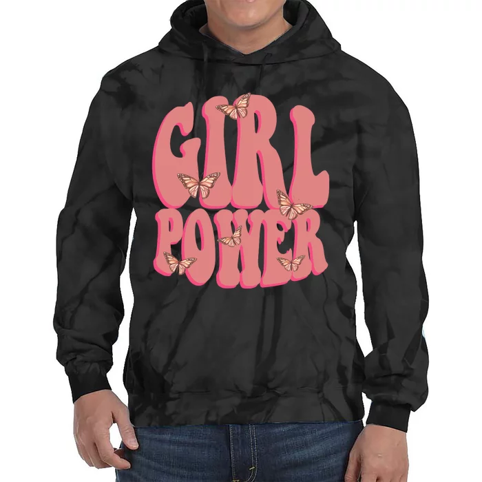 Girl Power Butterfly Retro Tie Dye Hoodie