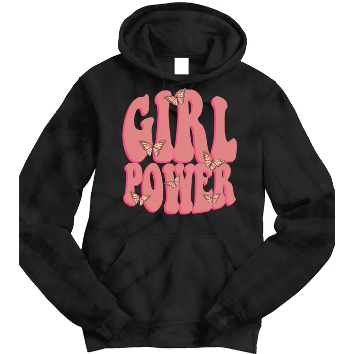 Girl Power Butterfly Retro Tie Dye Hoodie