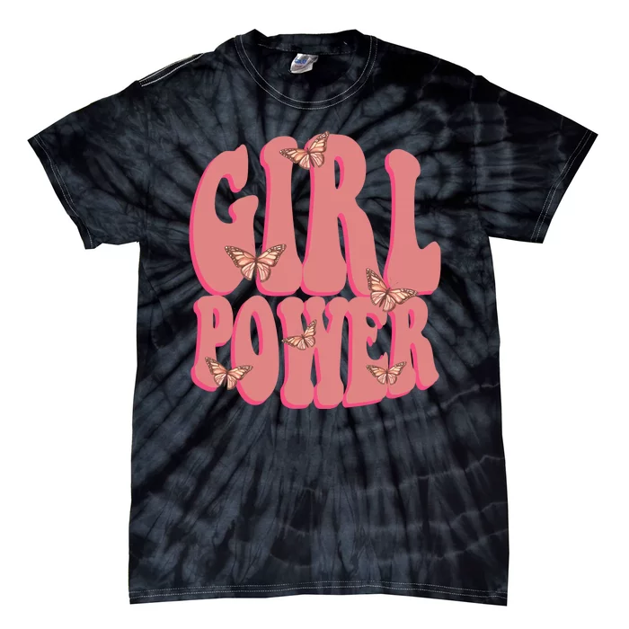 Girl Power Butterfly Retro Tie-Dye T-Shirt