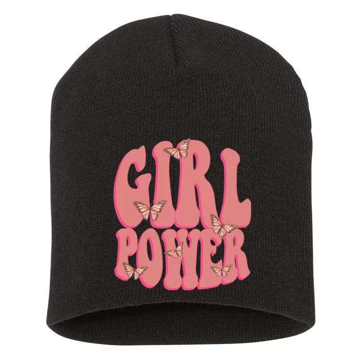 Girl Power Butterfly Retro Short Acrylic Beanie