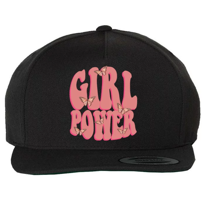 Girl Power Butterfly Retro Wool Snapback Cap