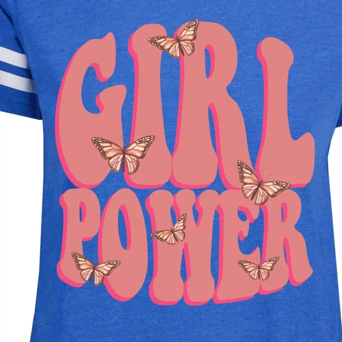 Girl Power Butterfly Retro Enza Ladies Jersey Football T-Shirt