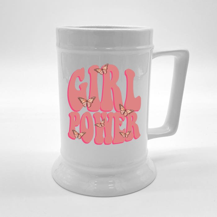 Girl Power Butterfly Retro Front & Back Beer Stein