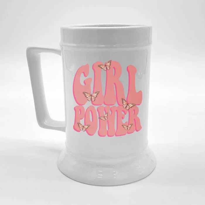 Girl Power Butterfly Retro Front & Back Beer Stein