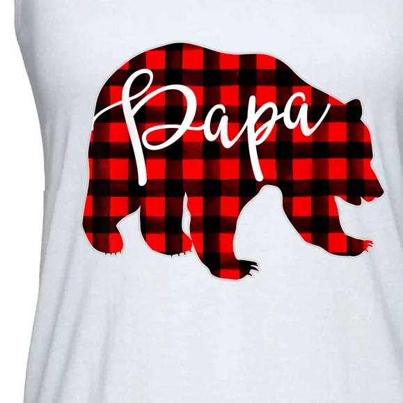 Gray Papa Bear Matching Family Christmas Plaid Buffalo Check Ladies Essential Flowy Tank