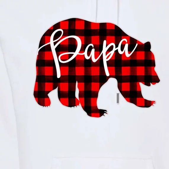 Gray Papa Bear Matching Family Christmas Plaid Buffalo Check Premium Hoodie