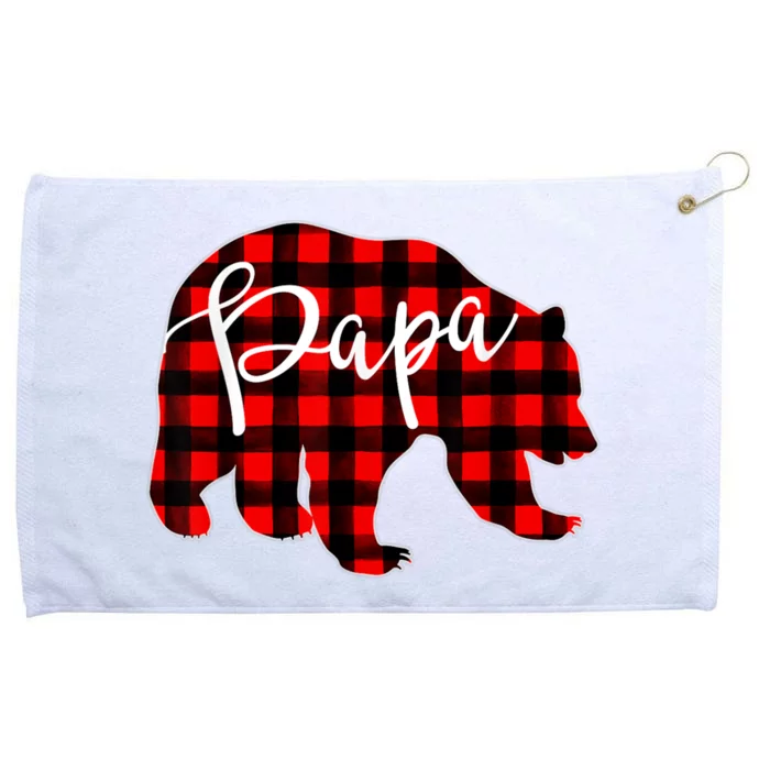 Gray Papa Bear Matching Family Christmas Plaid Buffalo Check Grommeted Golf Towel