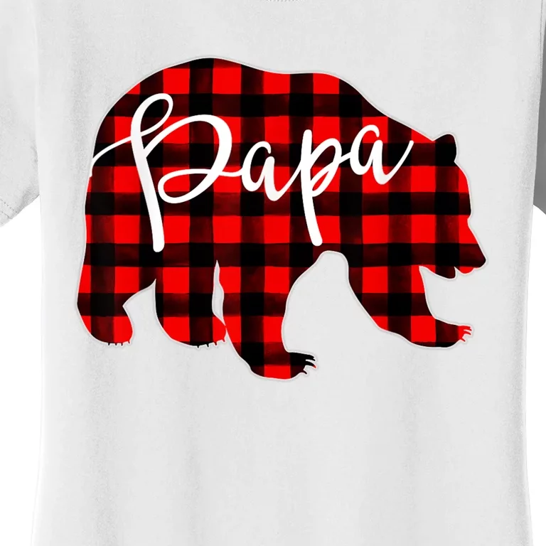 Gray Papa Bear Matching Family Christmas Plaid Buffalo Check Women's T-Shirt