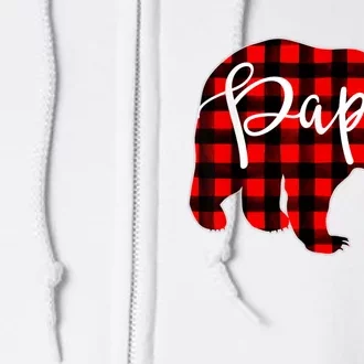 Gray Papa Bear Matching Family Christmas Plaid Buffalo Check Full Zip Hoodie