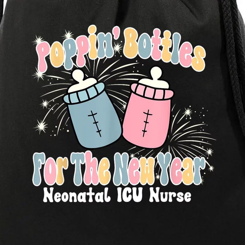 Groovy Poppin Bottles For The New Year Funny Nicu Nurse Xmas Drawstring Bag