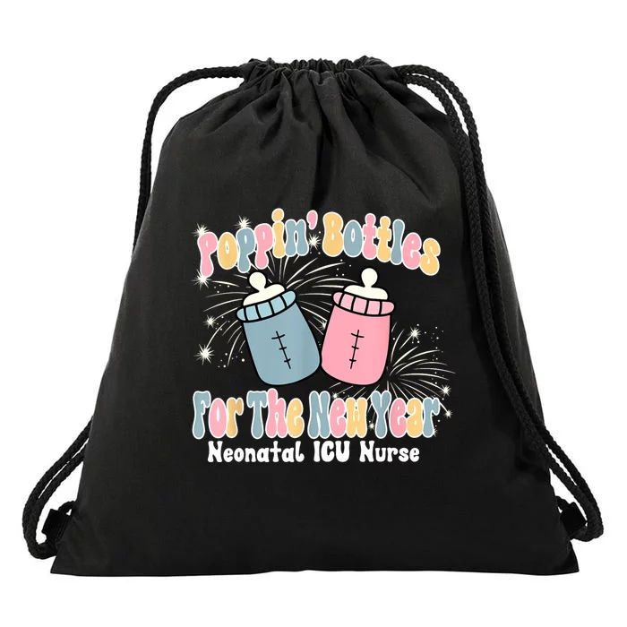 Groovy Poppin Bottles For The New Year Funny Nicu Nurse Xmas Drawstring Bag