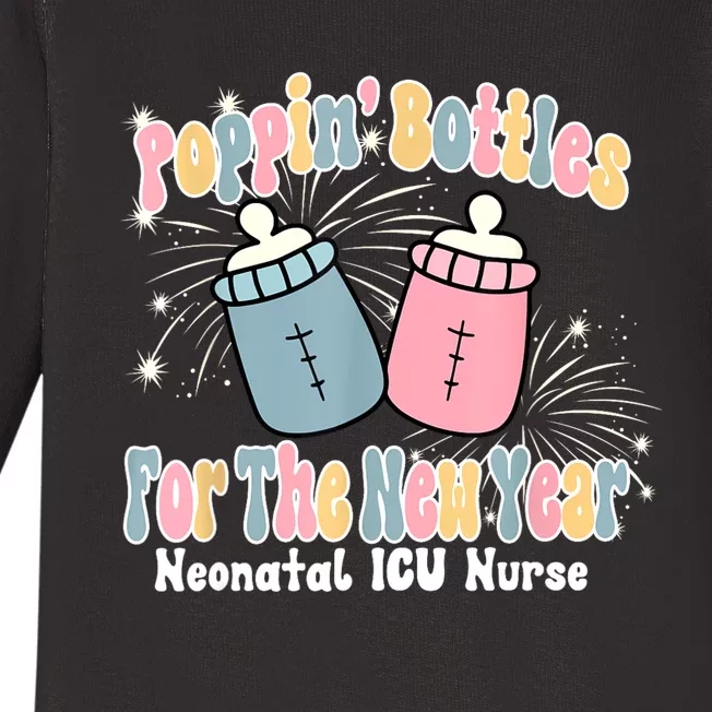 Groovy Poppin Bottles For The New Year Funny Nicu Nurse Xmas Baby Long Sleeve Bodysuit