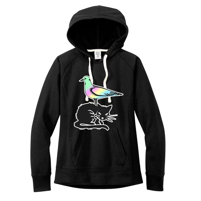 Goth Pastel Bird And Black Cat Design Great Gift Women's Fleece Hoodie