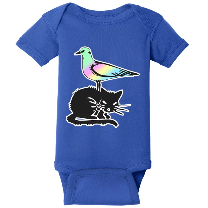 Goth Pastel Bird And Black Cat Design Great Gift Baby Bodysuit