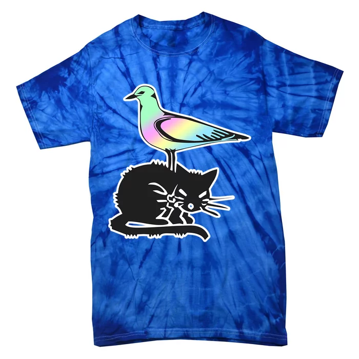 Goth Pastel Bird And Black Cat Design Great Gift Tie-Dye T-Shirt