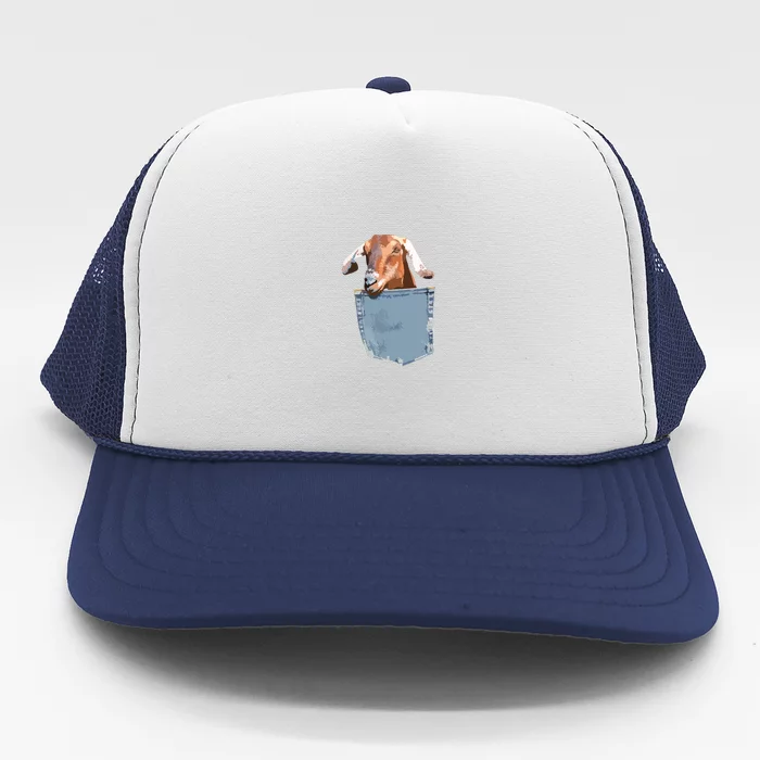 Goat Pocket Baby Goat Peeking Funny Goat Animal Trucker Hat