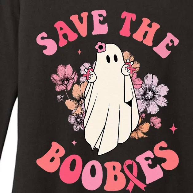 Groovy Pink Breast Cancer Warrior Save The Boobies Halloween Womens CVC Long Sleeve Shirt