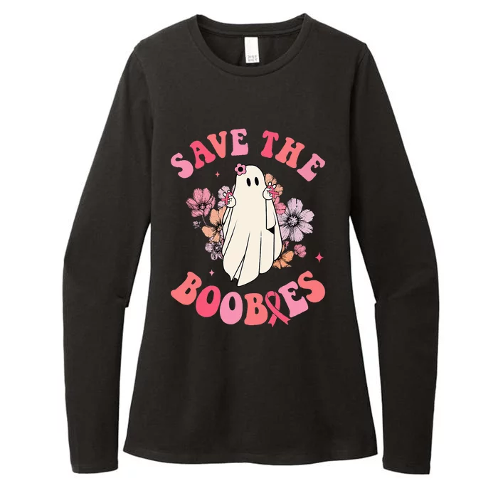 Groovy Pink Breast Cancer Warrior Save The Boobies Halloween Womens CVC Long Sleeve Shirt