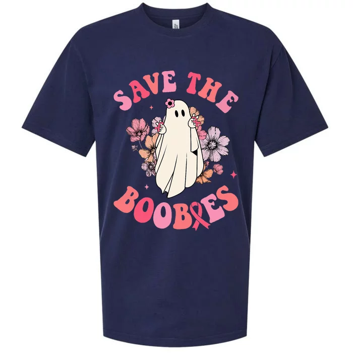 Groovy Pink Breast Cancer Warrior Save The Boobies Halloween Sueded Cloud Jersey T-Shirt