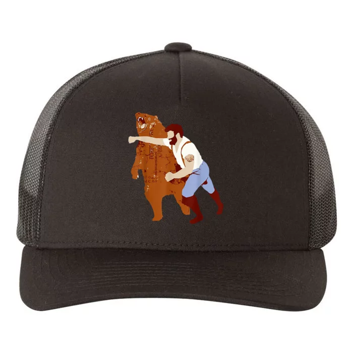 Guy Punching Bear Yupoong Adult 5-Panel Trucker Hat