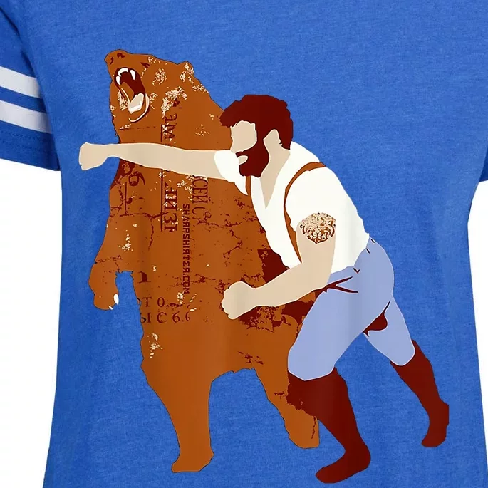 Guy Punching Bear Enza Ladies Jersey Football T-Shirt