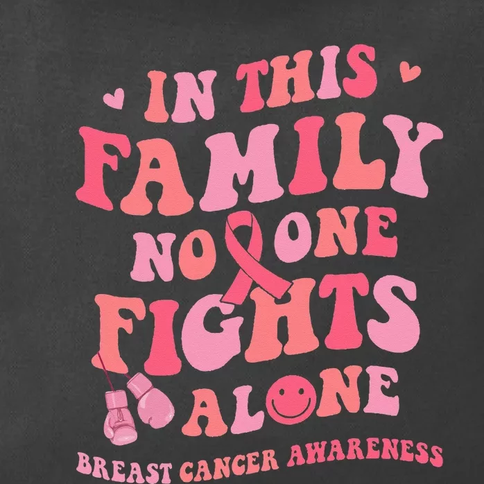 Groovy Pink Breast Cancer Warrior Family No One Fight Alone Zip Tote Bag