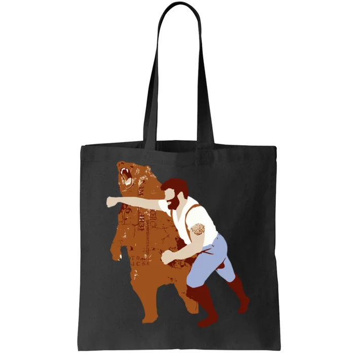 Guy Punching Bear Tote Bag