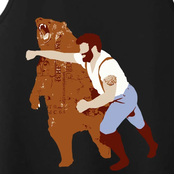 Guy Punching Bear Performance Tank