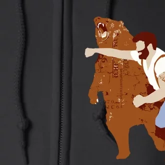 Guy Punching Bear Full Zip Hoodie