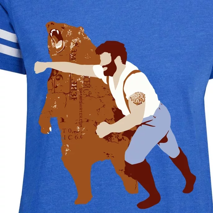 Guy Punching Bear Enza Ladies Jersey Football T-Shirt