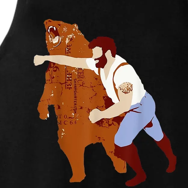 Guy Punching Bear Ladies Tri-Blend Wicking Tank