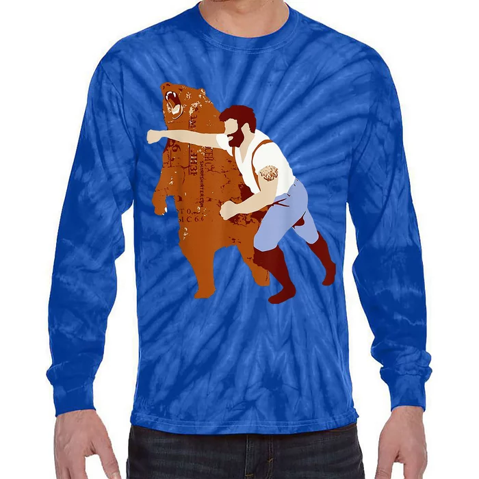 Guy Punching Bear Tie-Dye Long Sleeve Shirt